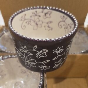Temptations Purple (Eggplant) and Cream Floral Lace Ramekin
